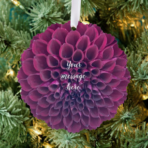 Purple Dahlia Flower Keepsake Picture Tree Decoration Card