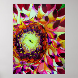 Purple Dahlia flower watercolour pop art painting Poster
