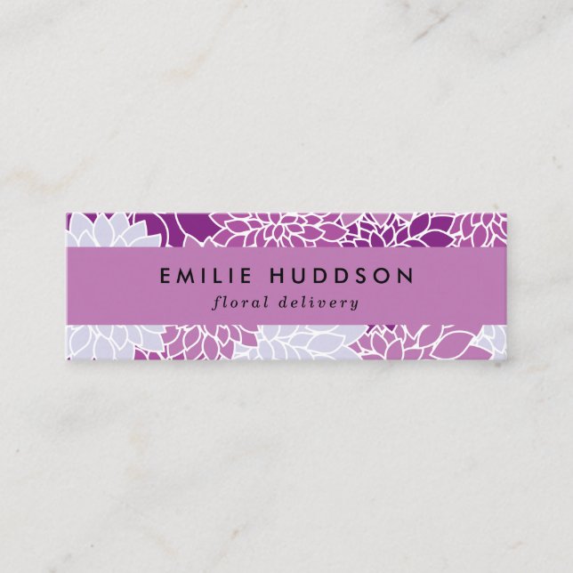 Purple Dahlia Flowers, Floristry, Flower Shop Mini Business Card (Front)