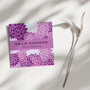 Purple Dahlia Flowers, Floristry, Flower Shop Square Business Card