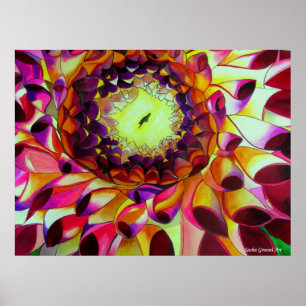 Purple Dahlia original pop art flower painting Poster
