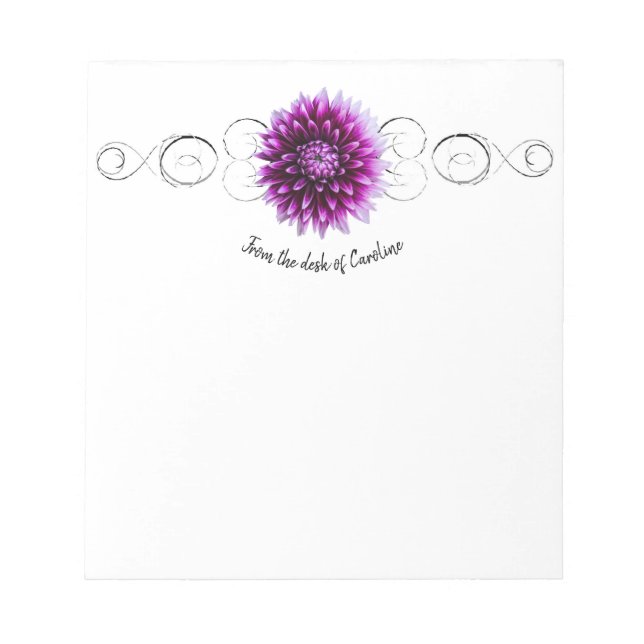 Purple Dahlia Personalised Notepad (Front)