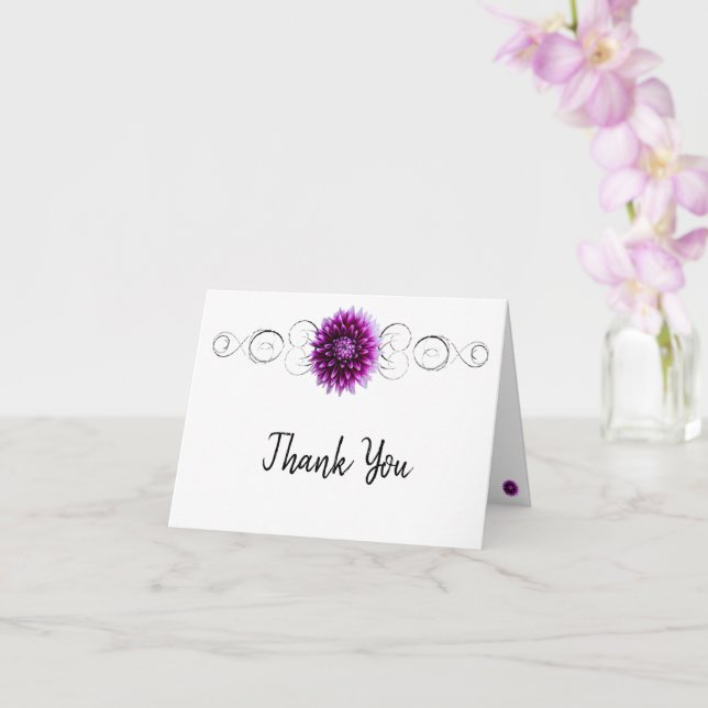 Purple Dahlia Thank You Card (Orchid)