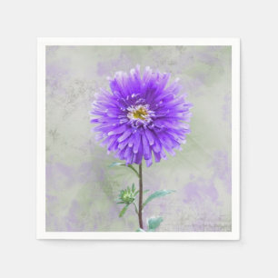 Purple dahlia watercolor napkin