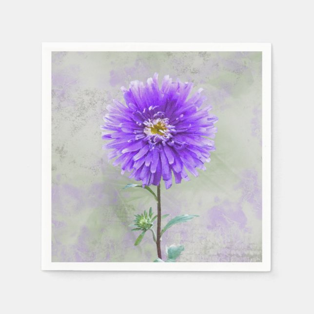Purple dahlia watercolor napkin (Front)