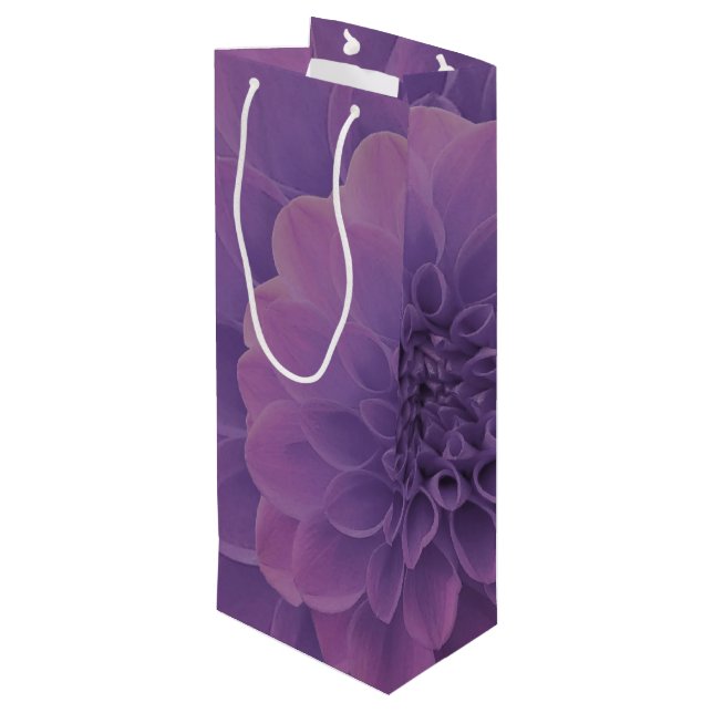 Purple Dahlia Wine Gift Bag (Back Angled)