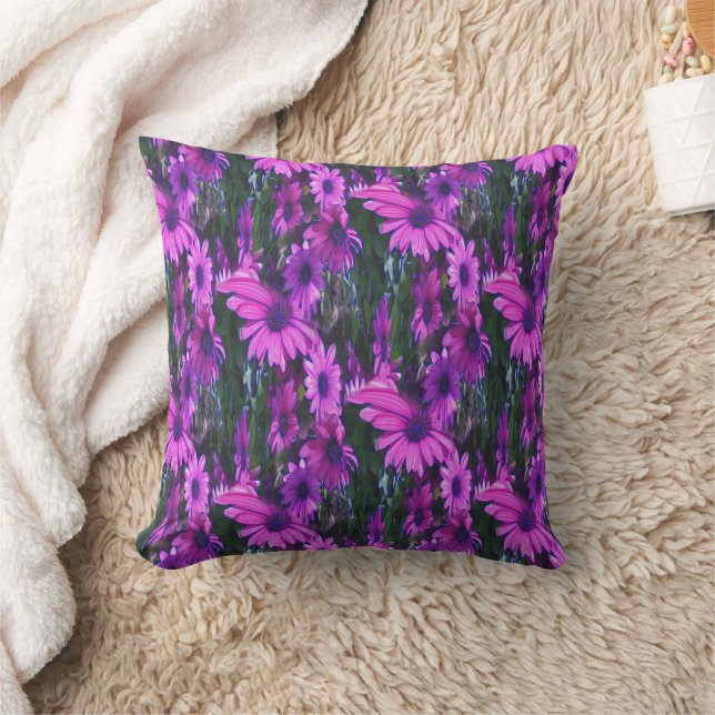 Purple Daisies Abstract Floral Art Cushion (Blanket)