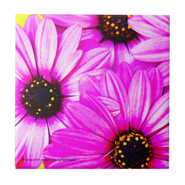 Purple Daisies - Ceramic Tile (Front)
