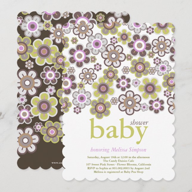 Purple Daisies Flowers Blooms Baby Shower Invite (Front/Back)