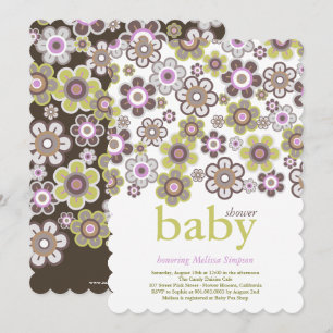 Purple Daisies Flowers Blooms Baby Shower Invite
