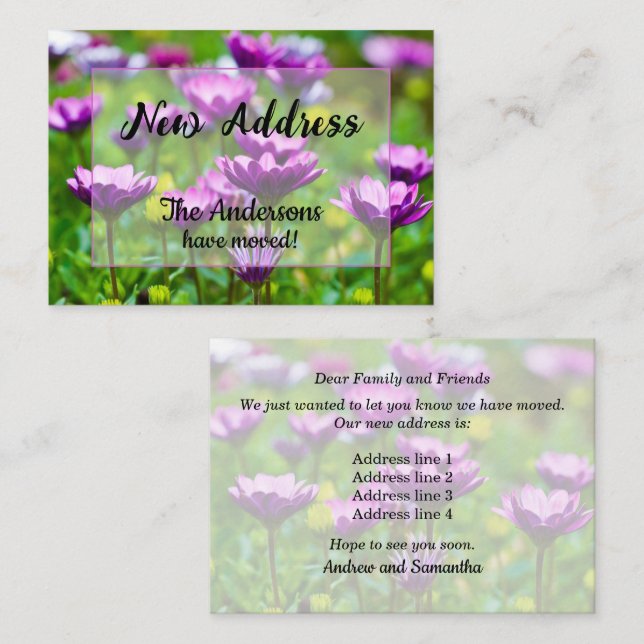 Purple Daisies New Address Announcement (Front/Back)