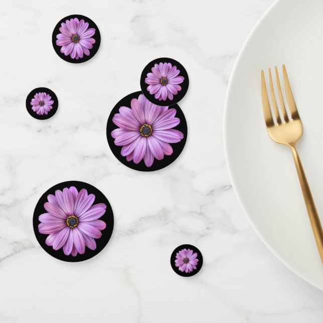 Purple Daisies on Black Confetti (Group)