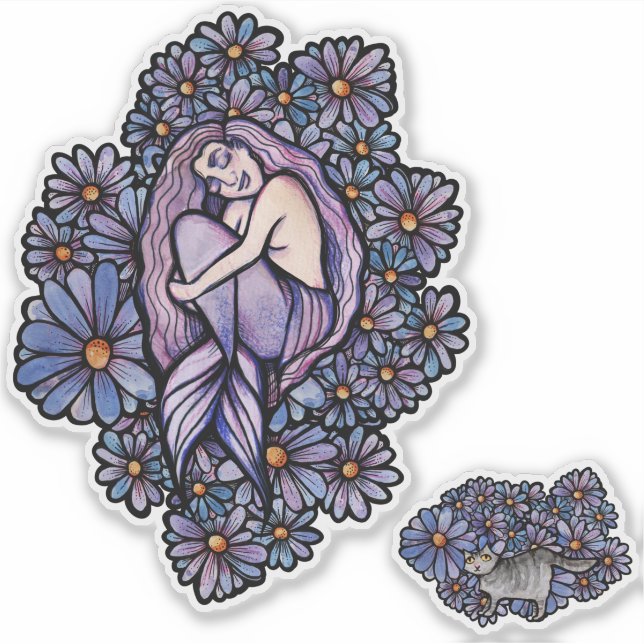 Purple Daisies Sleeping Mermaid                    (Front)