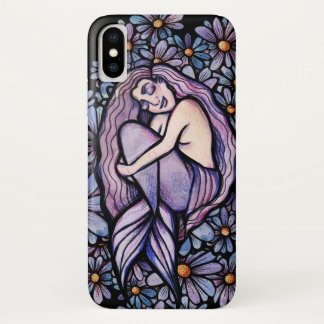 Purple Daisies Sleeping Mermaid iPhone X Case