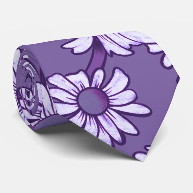 Purple Daisies Tie (Rolled)