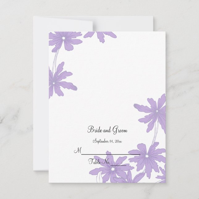 Purple Daisies Wedding Reception Place Card (Front)