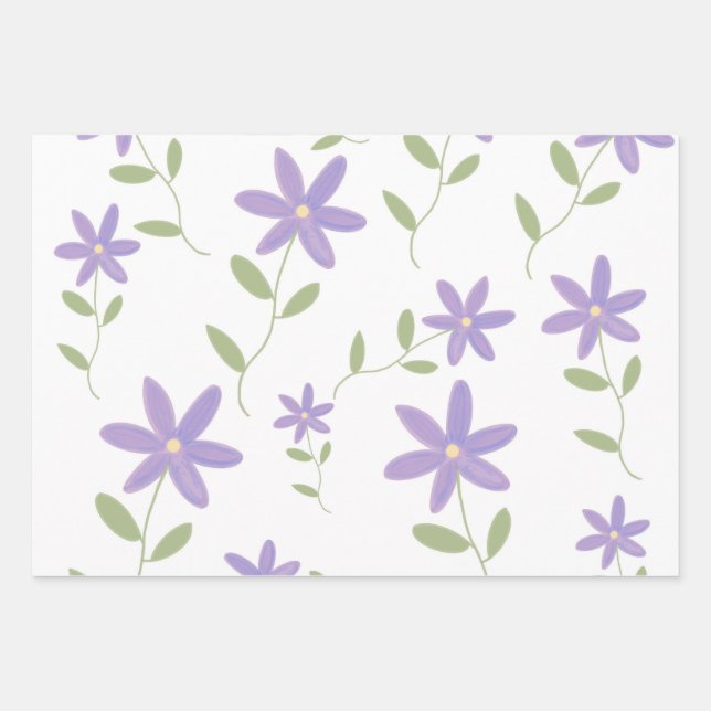 Purple daisies  wrapping paper sheet (Front)