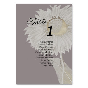 Purple Daisy Antique Table Numbers Sign Guests