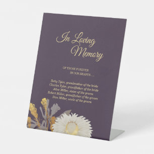 Purple Daisy Antique Wedding In Loving Memory Pedestal Sign