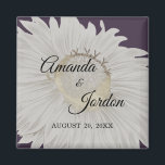 Purple Daisy Antique Wedding Magnet<br><div class="desc">This Purple Daisy Antique wedding magnet combines a modern boho, vintage style design with a traditional, royal type of design. The dark plum and dusty lavender, contrasting the minimal floral, gold wildflowers along with the yellow calligraphy, create a simple but classy touch to your spring or summer marriage celebration. This...</div>