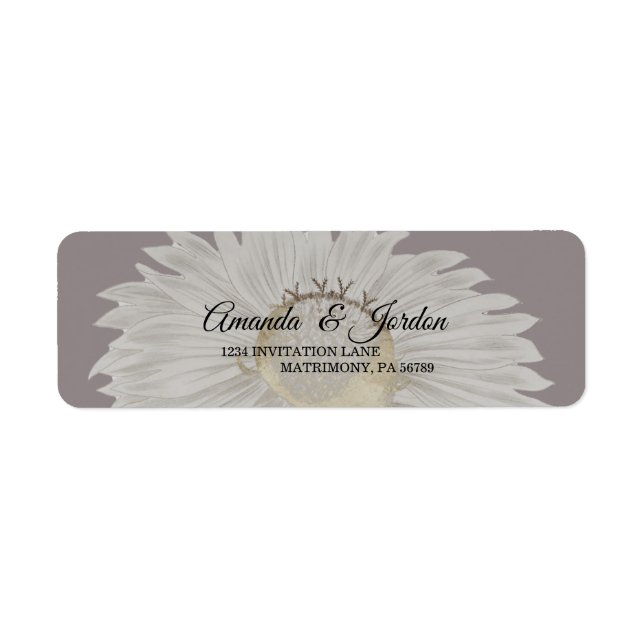 Purple Daisy Antique Wedding Return Address Label (Front)