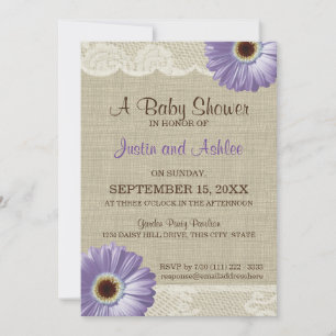 Purple Daisy Baby Shower Invitation