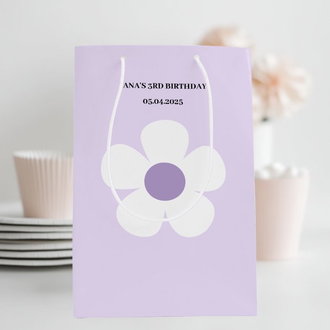 Purple Daisy Birthday | Elegant Floral  Medium Gift Bag (Creator Uploaded)