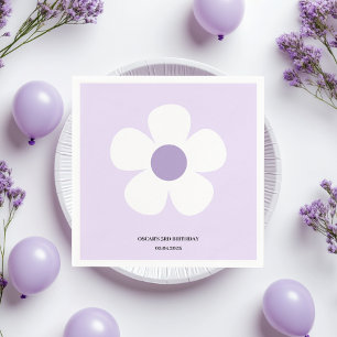 Purple Daisy Birthday Floral Party Table Napkin
