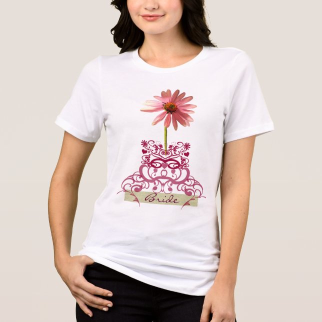 Purple Daisy Bride Wedding Party Tri-Blend Shirt (Front)