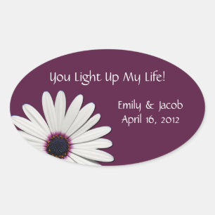 Purple Daisy Candle Jar Wedding Favour Tags