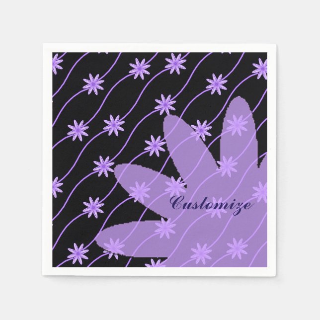 Purple Daisy Chain Floral Pattern Napkins (Front)