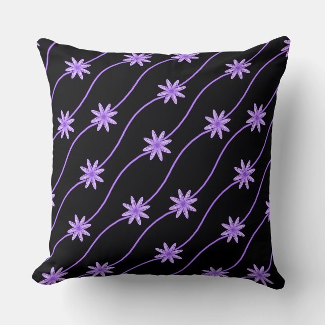 Purple Daisy Chain Floral Pattern Throw Pillow (Front)