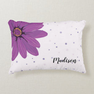 Purple Daisy & Dots   Personalised Accent Pillow