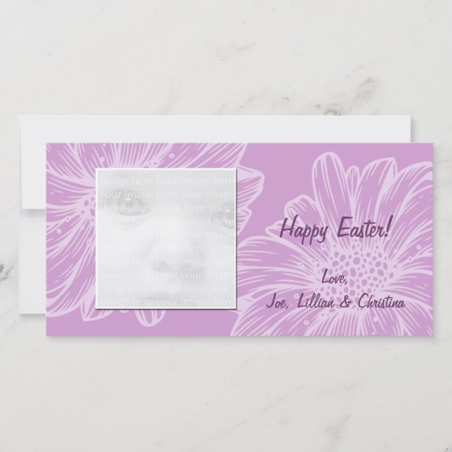 Purple Daisy Easter Photo Cards (Front)