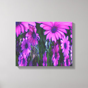 Purple Daisy Floral Abstract Art Canvas Print