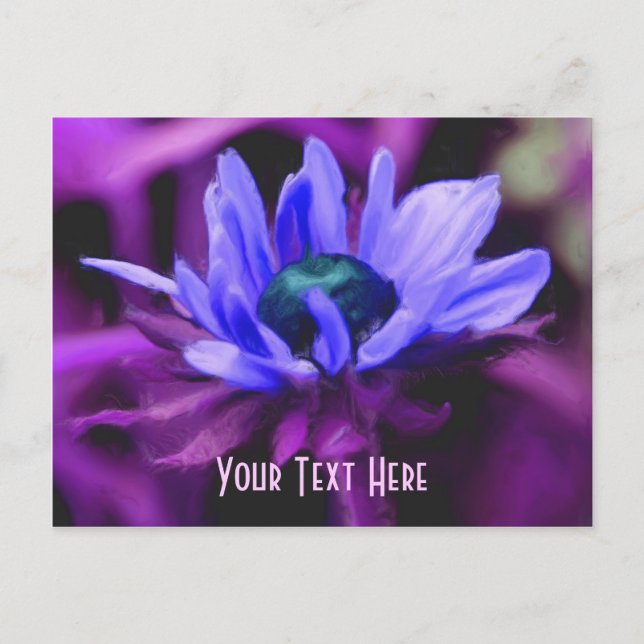 Purple Daisy Floral Customisable Postcard (Front)