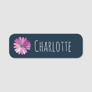 Purple Daisy Floral  Name Tag