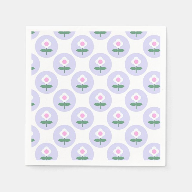 Purple Daisy Flower Baby Shower in Bloom Party Napkin (Front)