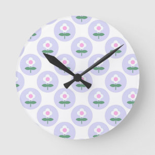 Purple Daisy Flower Baby Shower in Bloom Party Round Clock