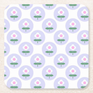 Purple Daisy Flower Baby Shower in Bloom Party Square Paper Coaster
