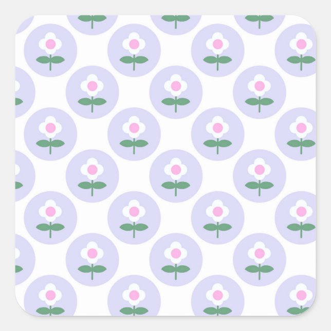 Purple Daisy Flower Baby Shower in Bloom Party Square Sticker (Front)