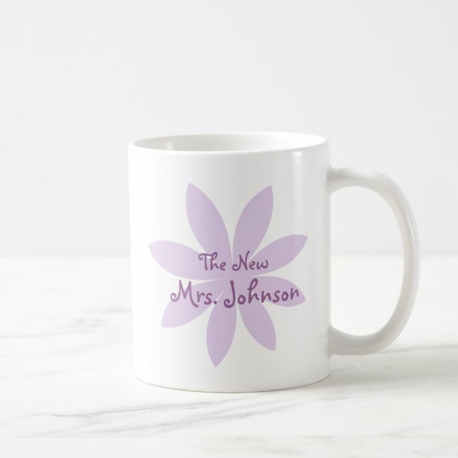 Purple Daisy Flower Bridal Coffee Mug (Right)