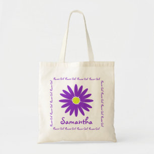 Purple Daisy Flower Girl Tote Bag