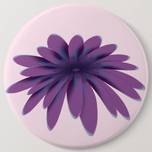 Purple Daisy Flower Illustration Floral Botanica 6 Cm Round Badge
