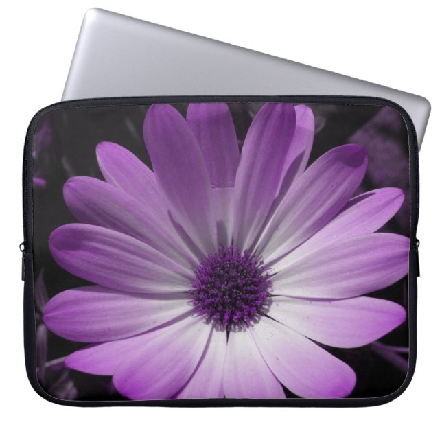 Purple Daisy Flower Laptop Bag (Front)