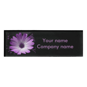 Purple Daisy Flower Personalised Name Tag