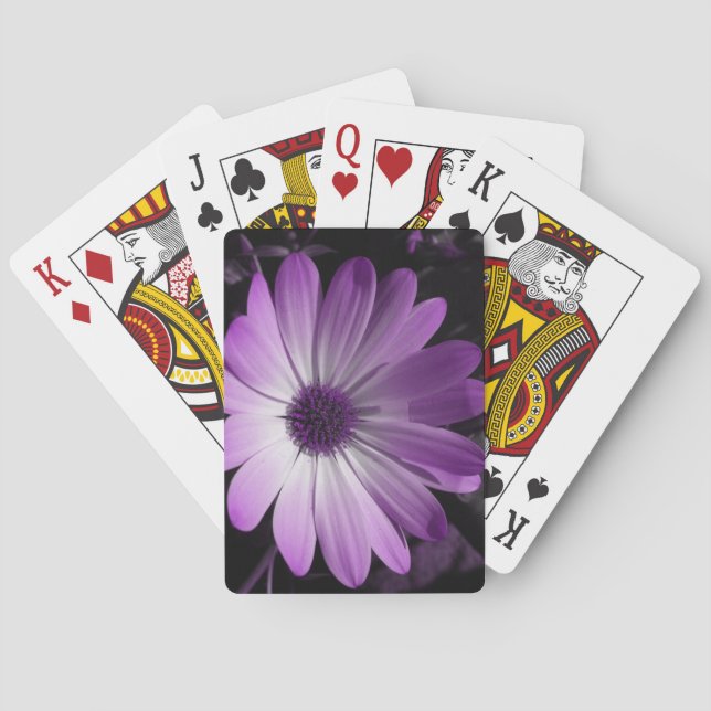 Purple Daisy Flower Playing Cards (Back)
