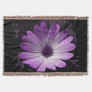 Purple Daisy Flower Throw Blanket