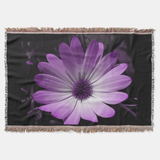 Purple Daisy Flower Throw Blanket (Front)