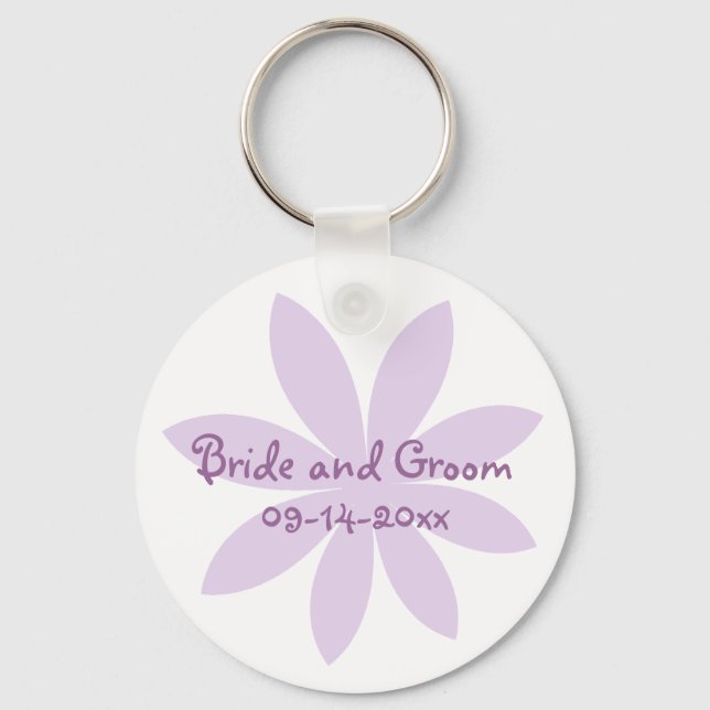 Purple Daisy Flower Wedding Key Ring (Front)